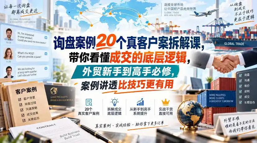 询盘案例20个真客户案拆解课,带你看懂成交的底层逻辑,外贸新手到高手必修,案例讲透比技巧更有用-小行网创