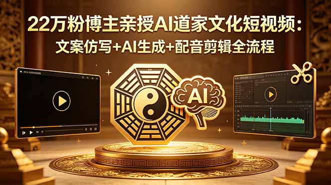 22万粉博主亲授AI道家文化短视频:文案仿写+AI生成+配音剪辑全流程-小行网创