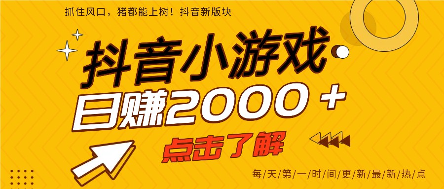 5年爆火的抖音小游戏项目,一部手机日入2000+-小行网创