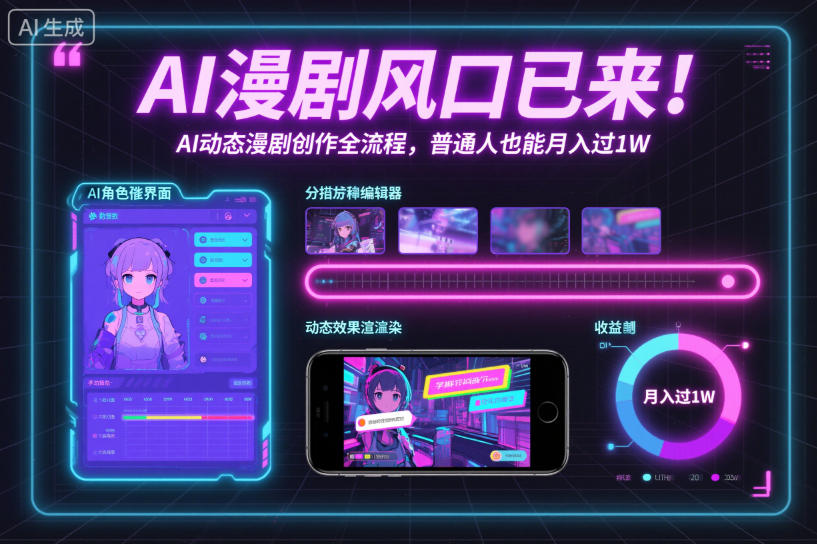 AI漫剧风口已来!AI动态漫剧创作全流程,普通人也能月入过1W-小行网创