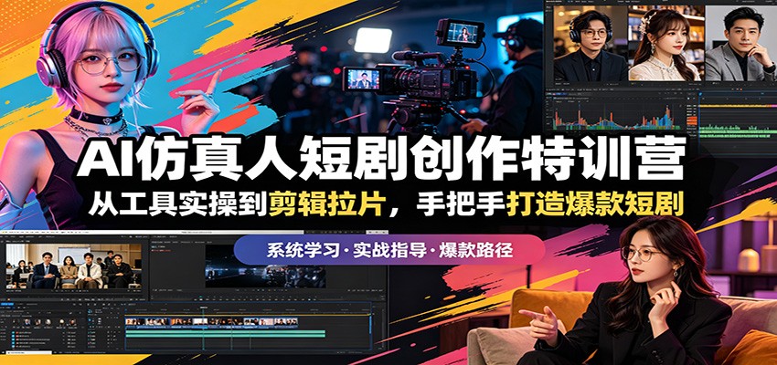 AI仿真人短剧创作特训营：从工具实操到剪辑拉片，手把手打造爆款短剧-小行网创