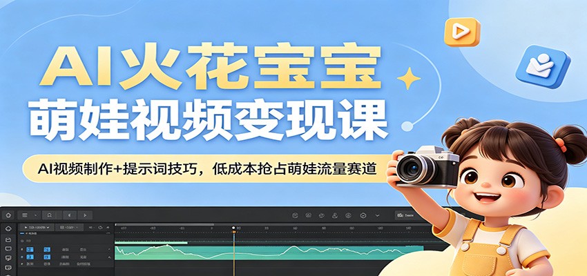 AI火花宝宝萌娃视频变现课：AI视频制作+提示词技巧，低成本抢占萌娃流量赛道-小行网创
