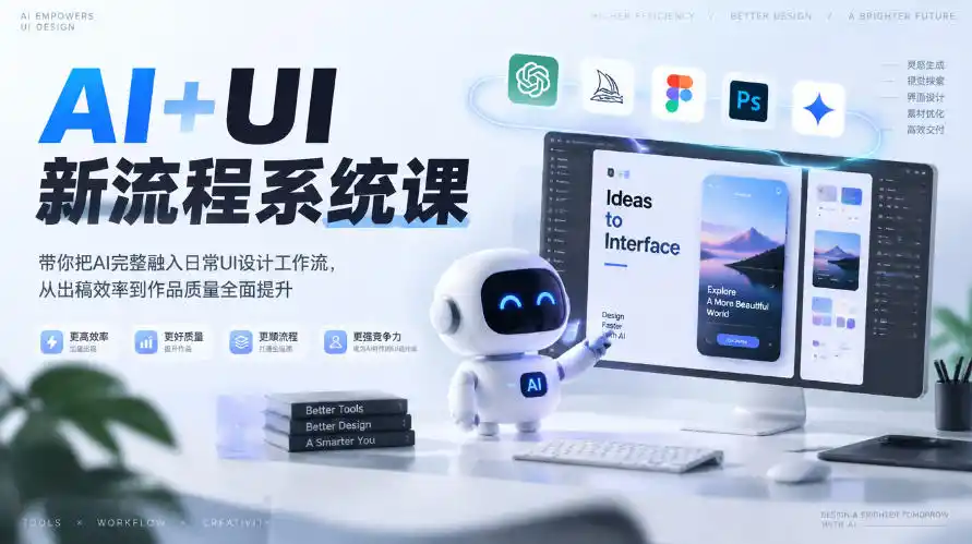 【无水印】AI+UI新流程系统课，带你把AI完整融入日常UI设计工作流，从出稿效率到作品质量全面提升(2026第4期)-小行网创