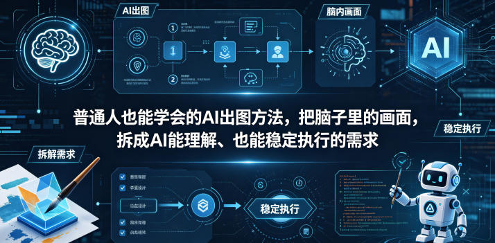 普通⼈也能学会的AI出图⽅法，把脑子里的画面，拆成AI能理解、也能稳定执行的需求【文档】-小行网创