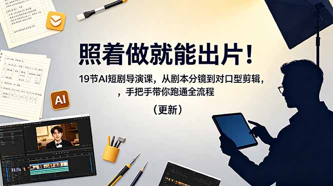照着做就能出片!19节AI短剧导演课,从剧本分镜到对口型剪辑,手把手带你跑通全流程(更新-小行网创