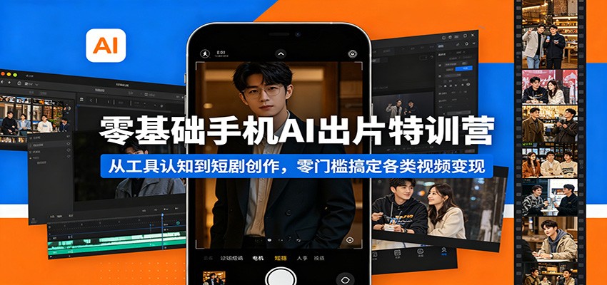 零基础手机AI出片特训营：从工具认知到短剧创作，零门槛搞定各类视频变现-小行网创