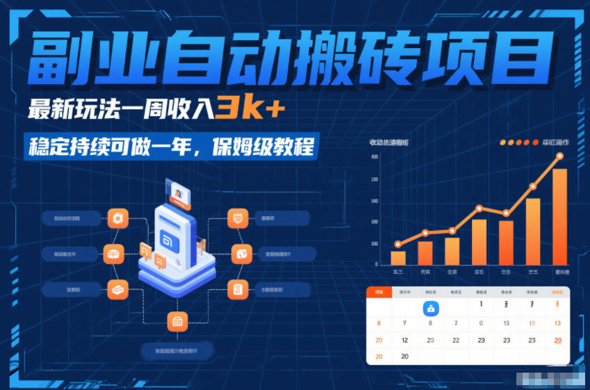 副业自动搬砖项目，最新玩法一周收入3k+，稳定持续可做一年，保姆级教程【揭秘】-小行网创
