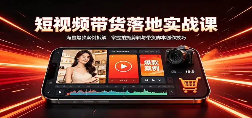 短视频带货落地实战课:海量爆款案例拆解,掌握拍摄剪辑与带货脚本创作技巧-小行网创