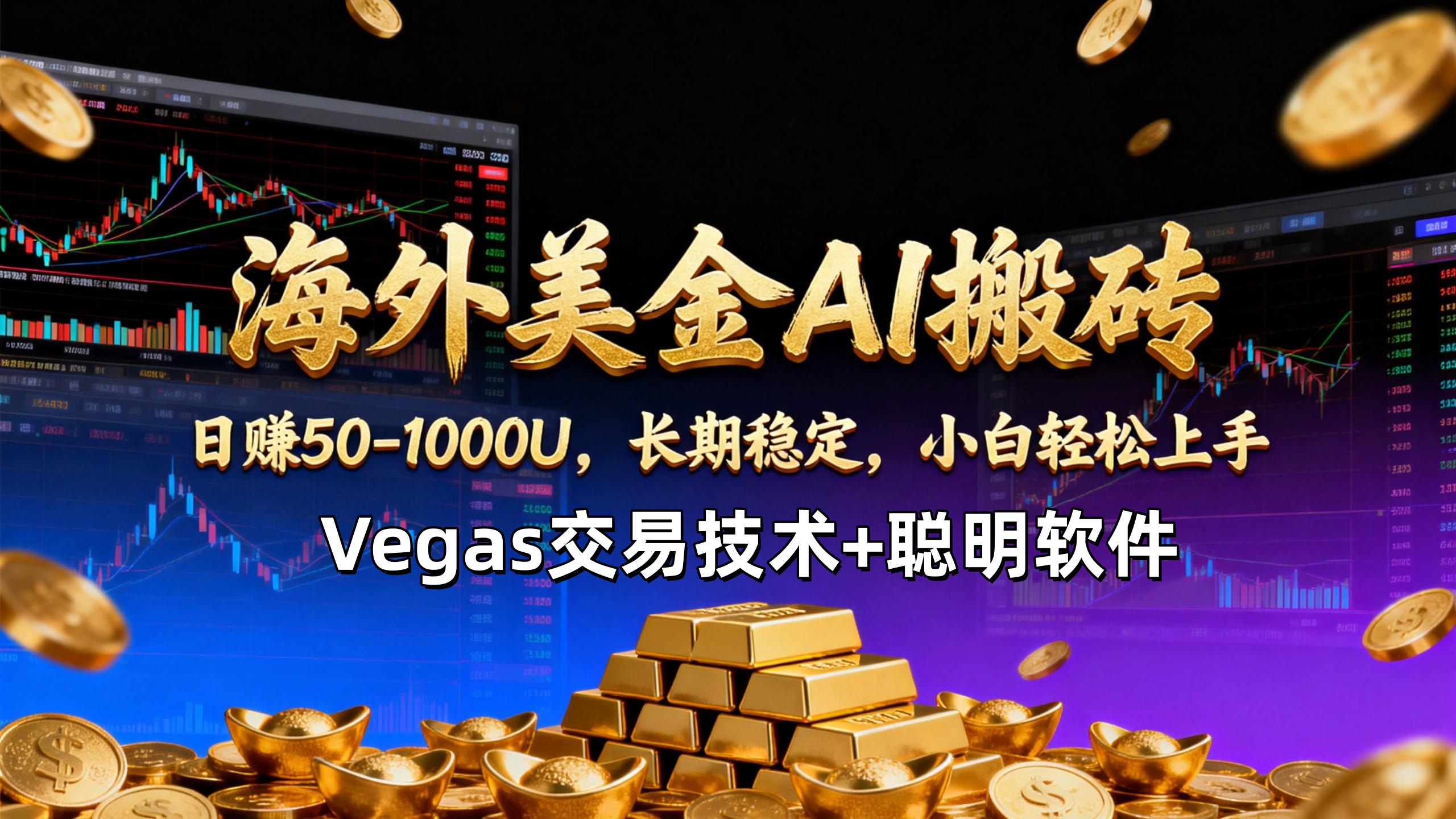 【海外美金AI搬砖】Vegas交易技术+聪明软件，日赚50-1000U，长期稳定，小白轻松上手。-小行网创
