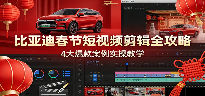 比亚迪春节短视频剪辑全攻略，4大爆款案例实操教学-小行网创