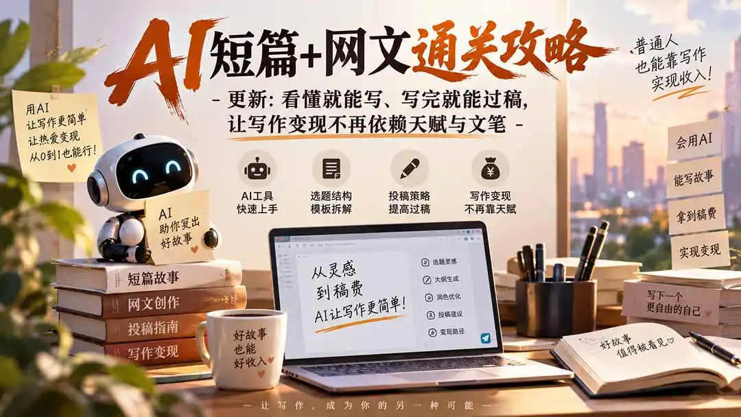 AI短篇+网文通关攻略-更新1009：看懂就能写、写完就能过稿，让写作变现不再依赖天赋与文笔-小行网创