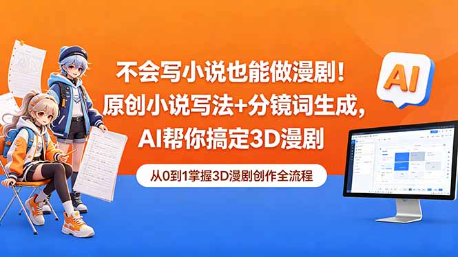 不会写小说也能做漫剧!原创小说写法+分镜词生成,AI帮你搞定3D漫剧-小行网创