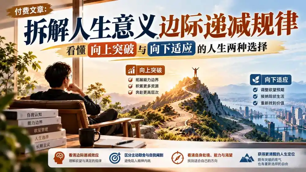 付费文章:拆解人生意义边际递减规律,看懂向上突破与向下适应的人生两种选择-小行网创