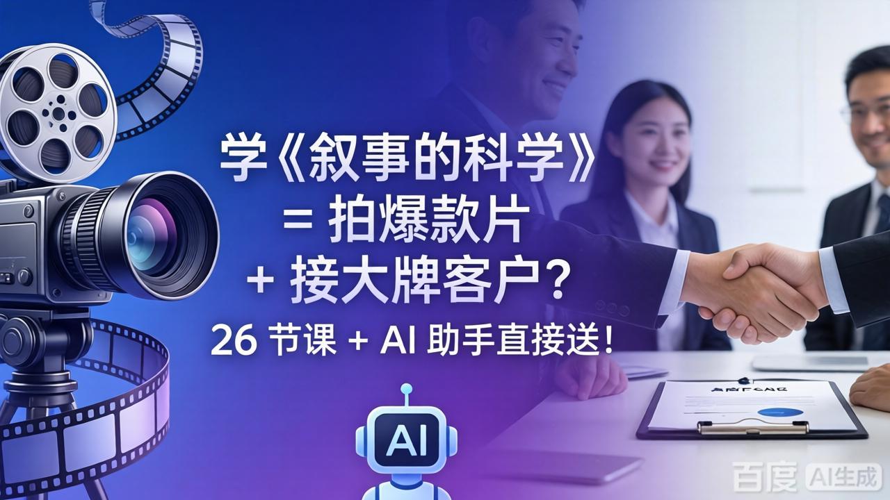学《叙事的科学》= 拍爆款片 + 接大牌客户？26 节课 + AI 助手直接送！-小行网创