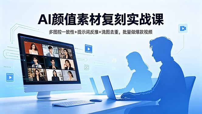 AI颜值素材复刻实战课,多图控一致性+提示词反推+洗图去重,批量做爆款视频-小行网创