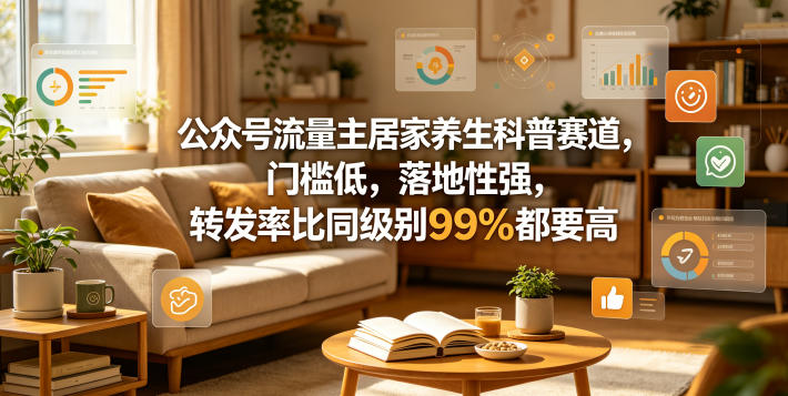 公众号流量主居家养生科普赛道，门槛低，落地性强，转发率比同级别99％都要高-小行网创