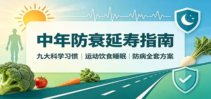 中年防衰延寿指南:九大科学习惯,运动饮食睡眠防病全套方案-小行网创