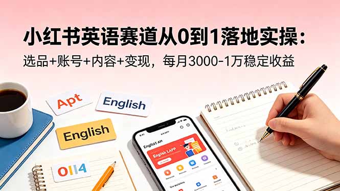 小红书英语赛道从0到1落地实操：选品+账号+内容+变现，每月3000-1万稳定收益-小行网创
