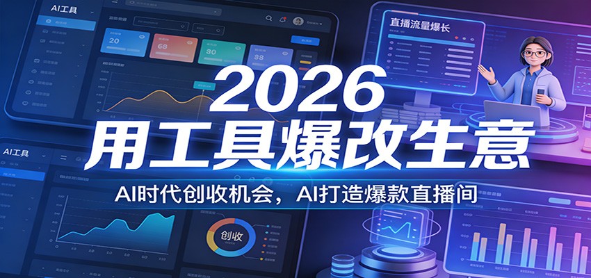 2026用工具爆改生意，AI时代创收机会，AI打造爆款直播间-小行网创