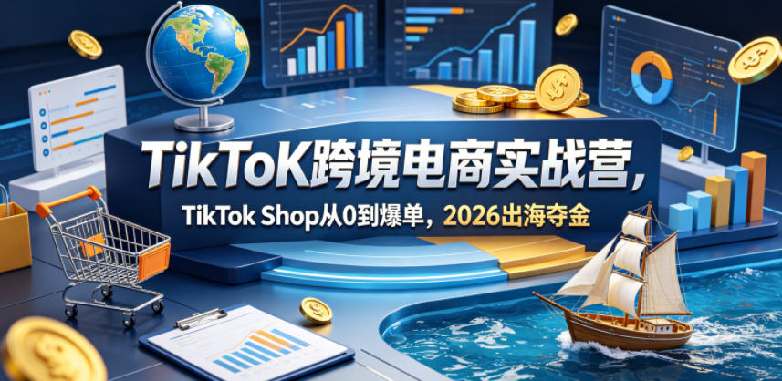 TikToK跨境电商实战营，TikTok Shop从0到爆单，2026出海夺金-小行网创