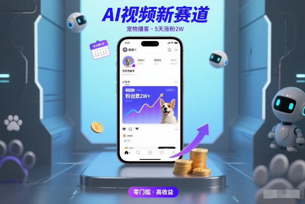 AI视频新赛道，宠物播客仅注册5天涨粉2W，收益非常可观-小行网创