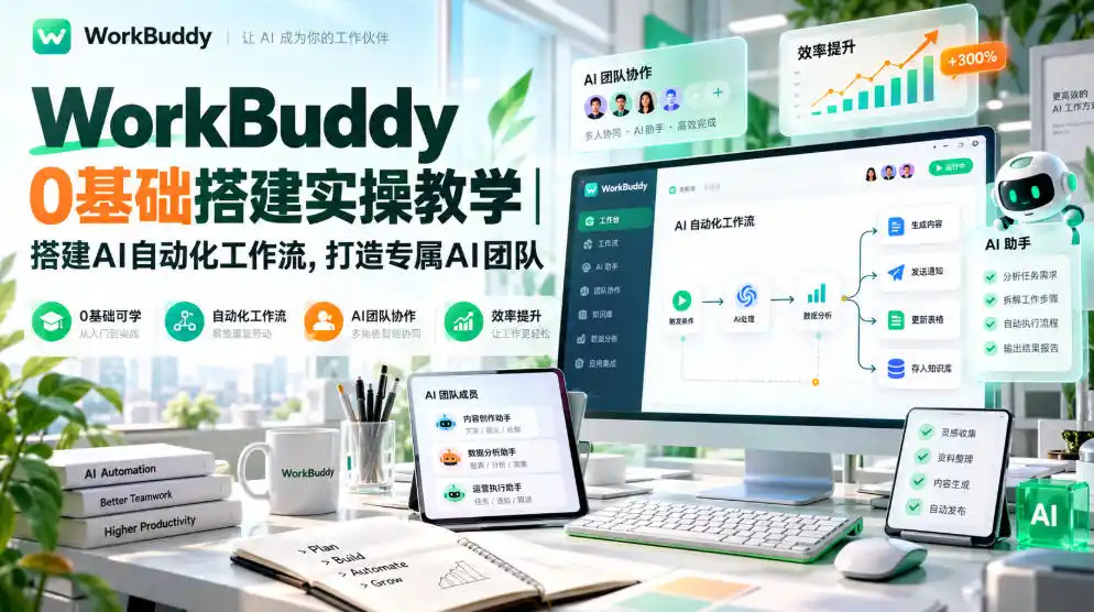 WorkBuddy 0基础搭建实操教学｜搭建AI自动化工作流，打造专属AI团队-小行网创