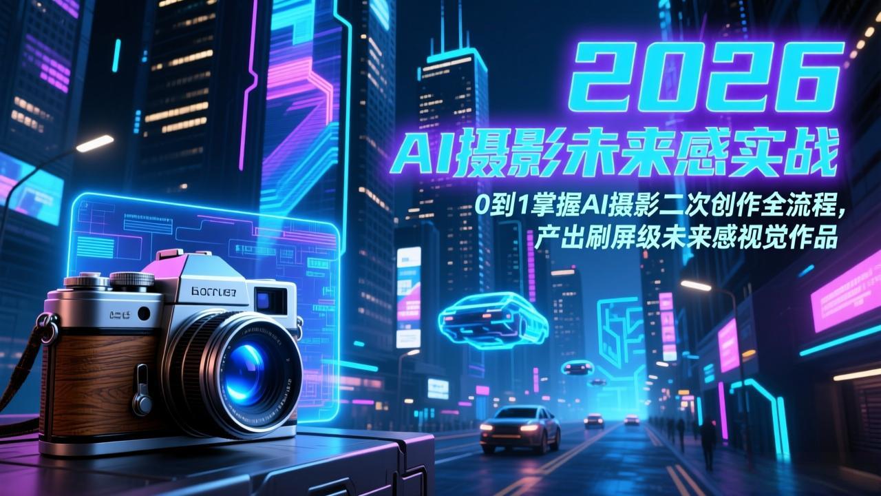2026 AI摄影未来感实战：0到1掌握AI摄影二次创作全流程，产出刷屏级未来感视觉作品-小行网创