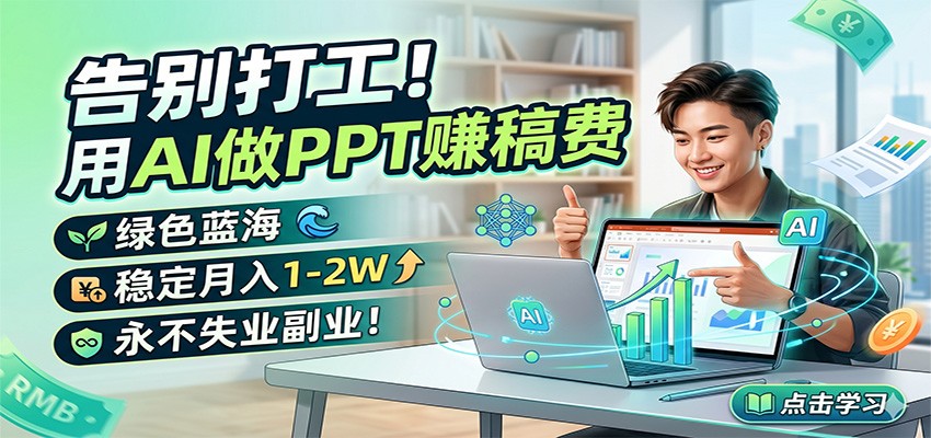 告别打工！用AI做PPT赚稿费，绿色蓝海，稳定月入1-2W，永不失业副业！-小行网创