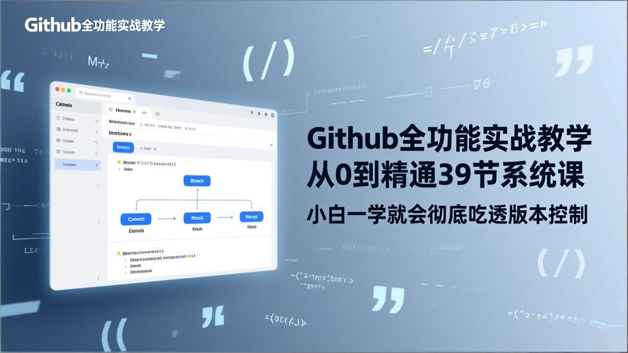 GitHub-全功能实战教学，从0到精通39节系统课，小白一学就会彻底吃透版本控制-小行网创