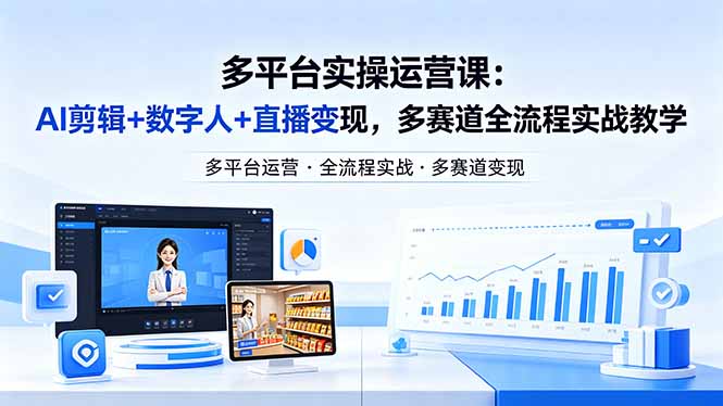 某团队多平台实操运营课-更新26年4月20：AI剪辑+数字人+直播变现，多赛道全流程实战教学-小行网创