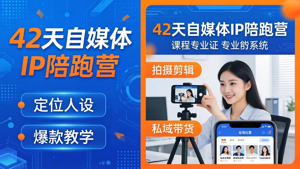 42天自媒体IP陪跑营-26年4月19更新：定位人设爆款全教学，拍摄剪辑私域带货一站式落地-小行网创