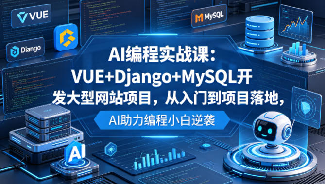 AI编程实战课：VUE+Django+MySQL开发大型网站项目，从入门到项目落地，AI助力编程小白逆袭-小行网创