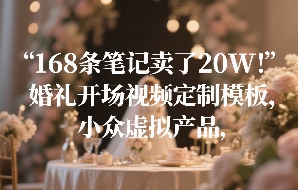 168条笔记卖了20W！婚礼开场视频定制模板，小众虚拟产品-小行网创