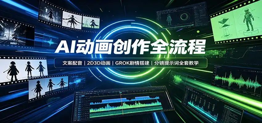 AI动画创作全流程:文案配音,2D3D动画,GROK剧情搭建,分镜提示词全套教学-小行网创
