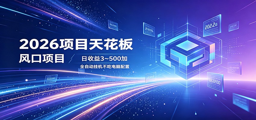 2026项目天花板,风口项目,日收益3~500+全自动挂机,不吃配置-小行网创