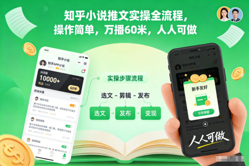 知乎小说推文实操全流程，操作简单，万播60米，人人可做-小行网创