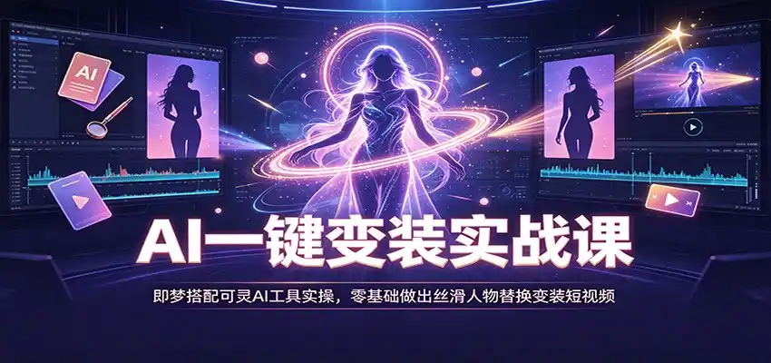 AI一键变装实战课：即梦搭配可灵AI工具实操，零基础做出丝滑人物替换变装短视频-小行网创