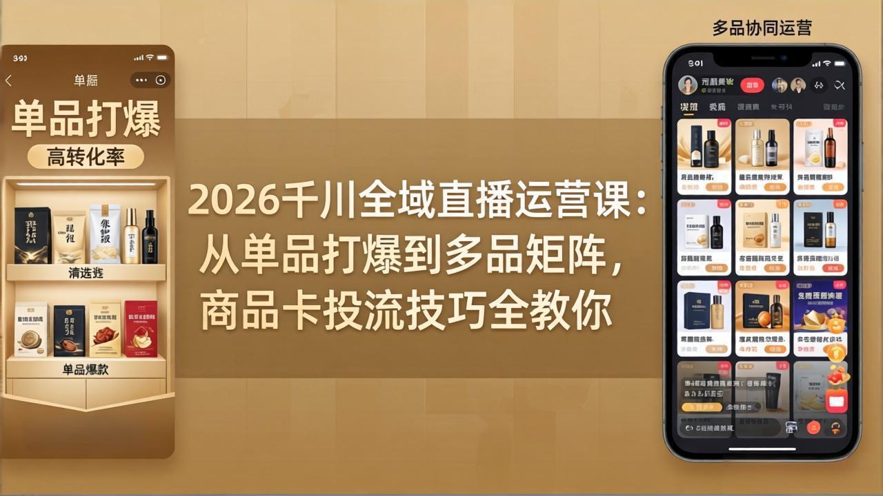 2026千川全域直播运营课：从单品打爆到多品矩阵，商品卡投流技巧全教你-小行网创
