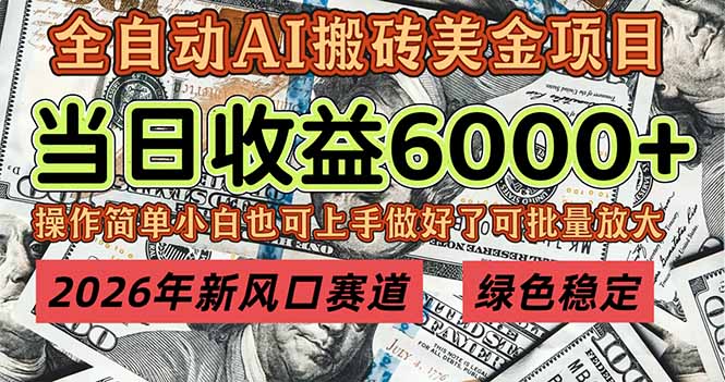 2026年新风口赛道，当日6000+以上，可批量放大，月收入20万+，长期绿色稳定的项目-小行网创