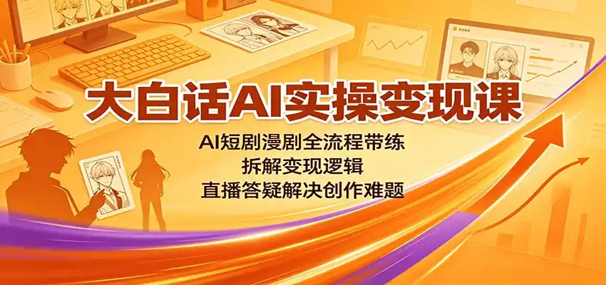 大白话AI实操变现课:AI短剧漫剧全流程带练,拆解变现逻辑,直播答疑解决创作难题-小行网创