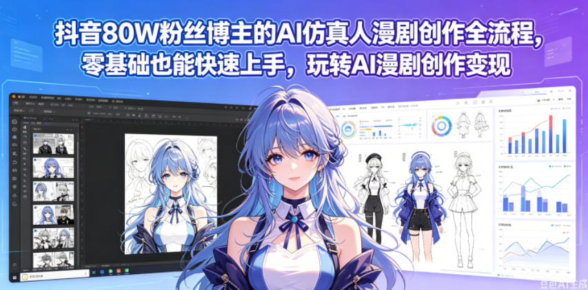 抖音80W粉丝博主的AI仿真人漫剧创作全流程,零基础也能快速上手,玩转AI漫剧创作变现-小行网创