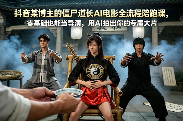 抖音某博主的僵尸道长AI电影全流程陪跑课，零基础也能当导演，用AI拍出你的专属大片-小行网创