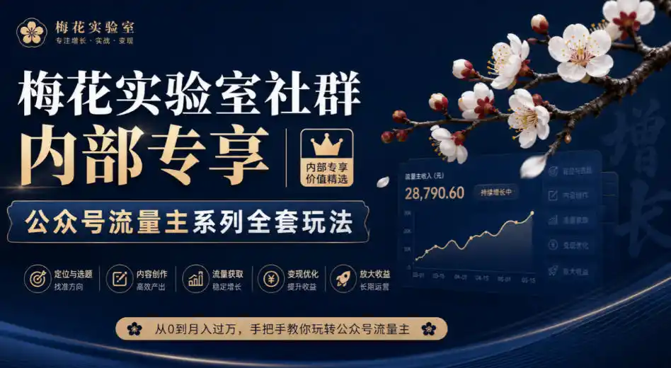 梅花实验室社群内部专享-公众号流量主系列全套玩法-小行网创