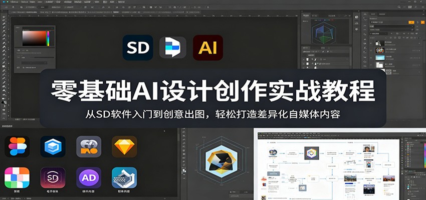 零基础AI设计创作实战教程：从SD软件入门到创意出图，轻松打造差异化自媒体内容-小行网创