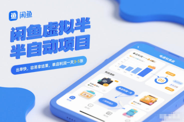 闲鱼虚拟半自动项目，出单快，容易拿结果，单店利润一天3-5张-小行网创