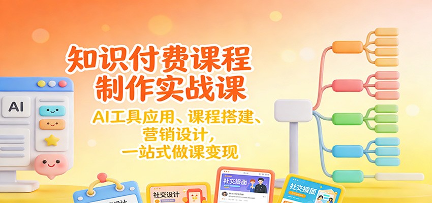 知识付费课程制作实战课：AI工具应用 、课程搭建、营销设计，一站式做课变现-小行网创