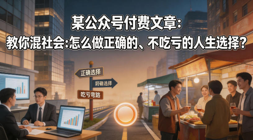 某公众号付费文章：教你混社会：怎么做正确的、不吃亏的人生选择？-小行网创