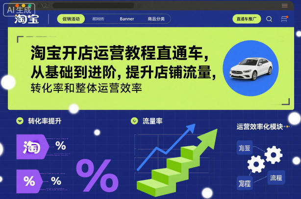 淘宝开店运营教程直通车,从基础到进阶,提升店铺流量,转化率和整体运营效率(更新11月)-小行网创
