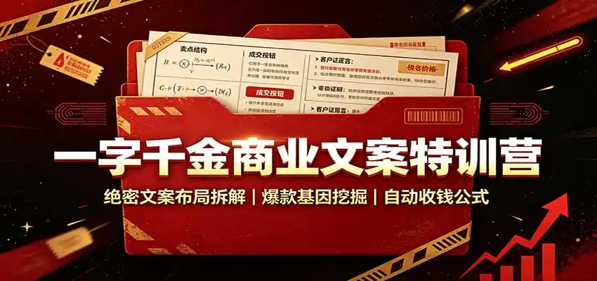 一字千金商业文案特训营:绝密文案布局拆解,爆款基因挖掘,自动收钱公式-小行网创