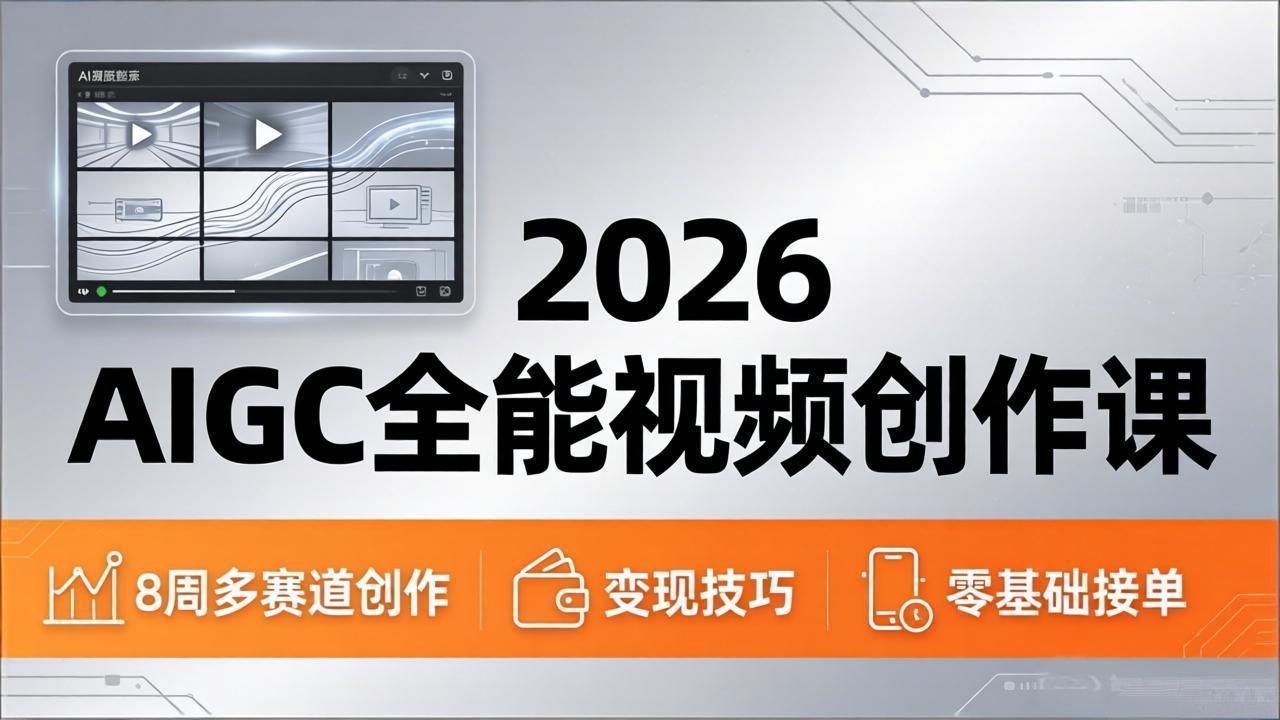 2026AIGC全能视频创作课，8周吃透多赛道创作+变现，零基础也能高效出片接单-小行网创